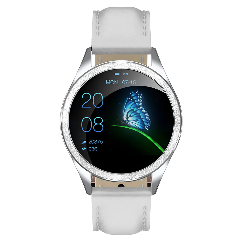 Women's smart bracelet watch with stainless steel band and 1.04-inch glass screen