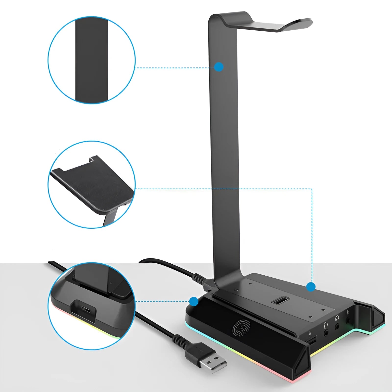 Computer headset hanger bracket mounted on monitor, detachable design, 0.5 kg weight