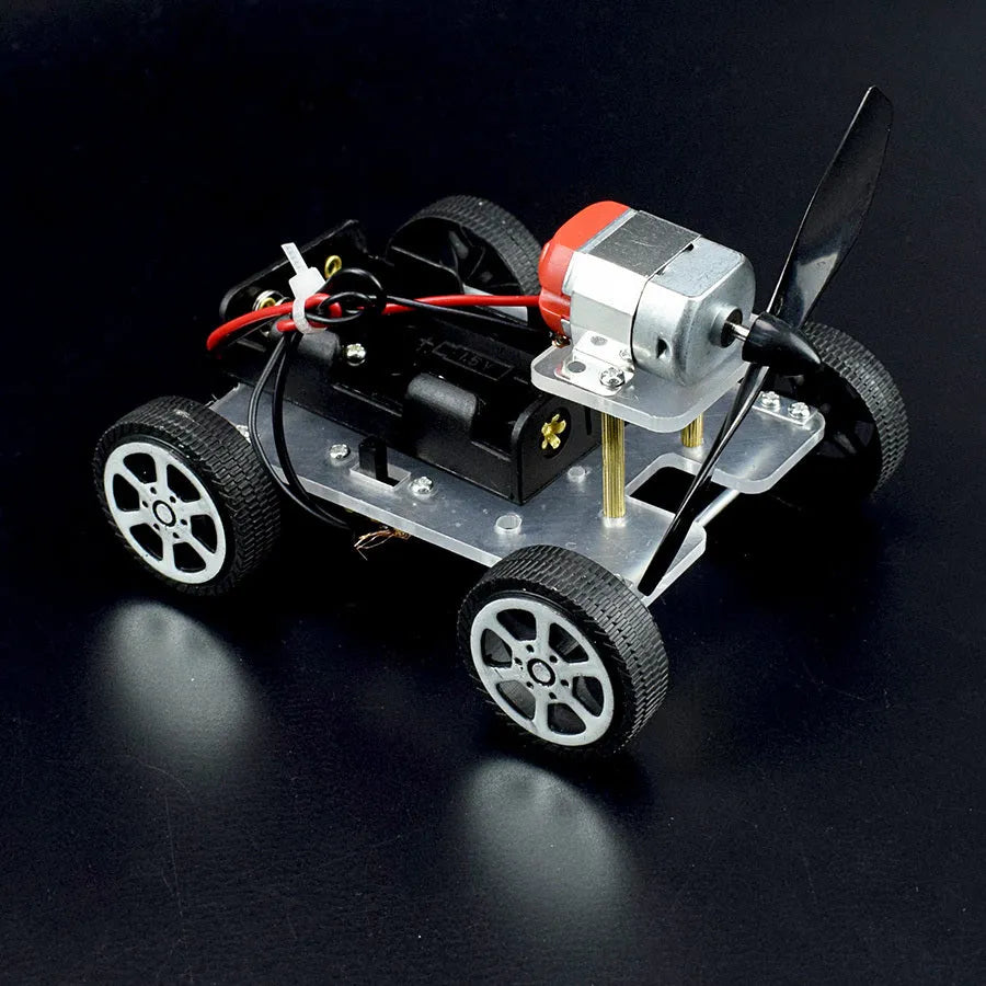 Children's DIY wind car electronic science experiment kit with acrylic, metal, and plastic components