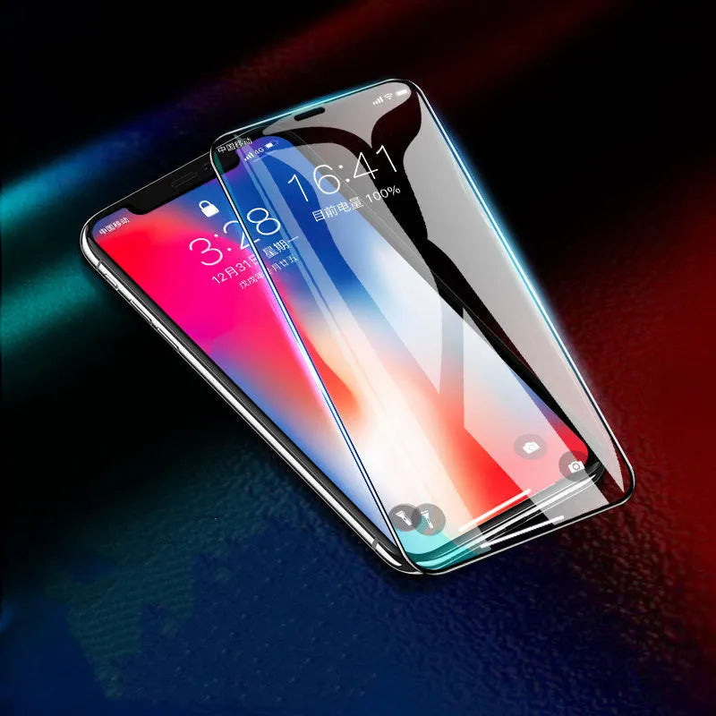 Tempered glass screen protector for Apple iPhone with black frame and mirror finish