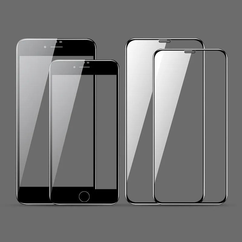 Tempered glass screen protector for Apple iPhone with black frame and mirror finish