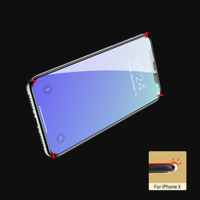 Tempered glass screen protector for Apple iPhone with black frame and mirror finish