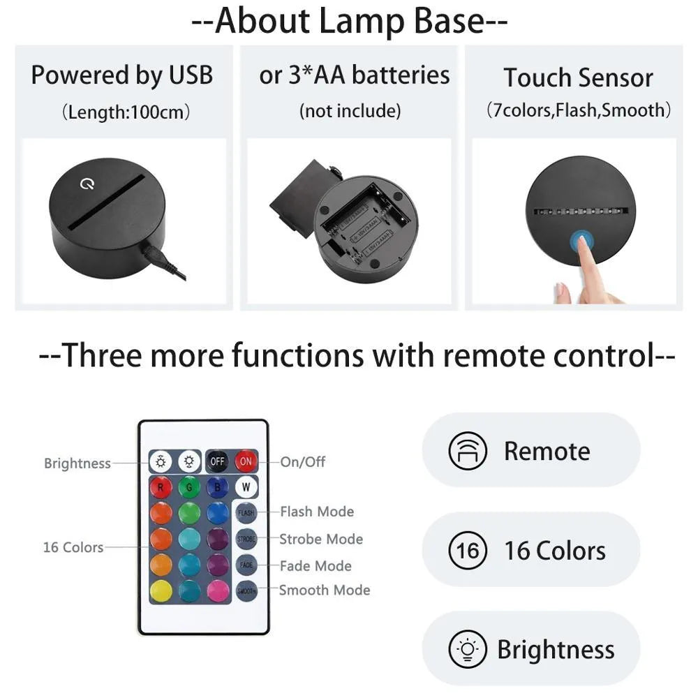 Touch remote control LED desk lamp with acrylic shade on black base