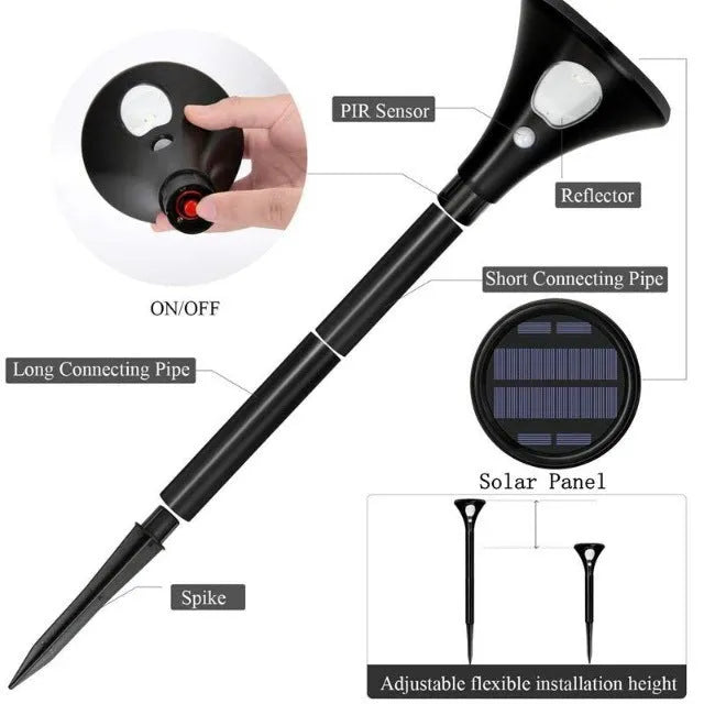 Solar induction ground plug light with lamp pole and connecting tubes for outdoor garden illumination