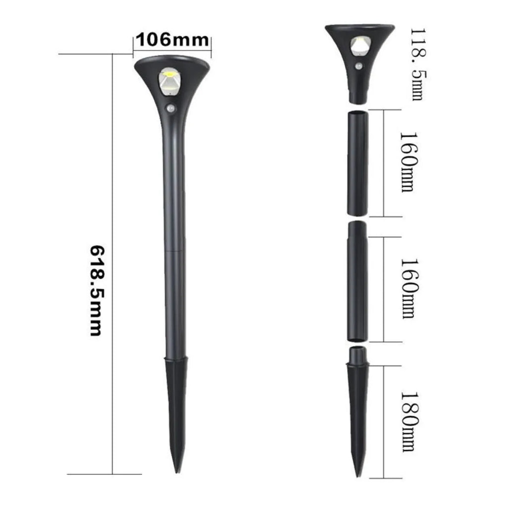 Solar induction ground plug light with lamp pole and connecting tubes for outdoor garden illumination