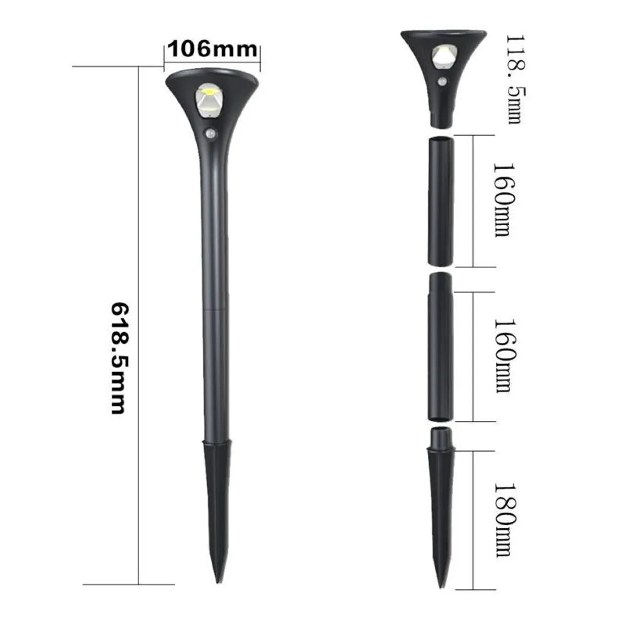 Solar induction ground plug light with lamp pole and connecting tubes for outdoor garden illumination
