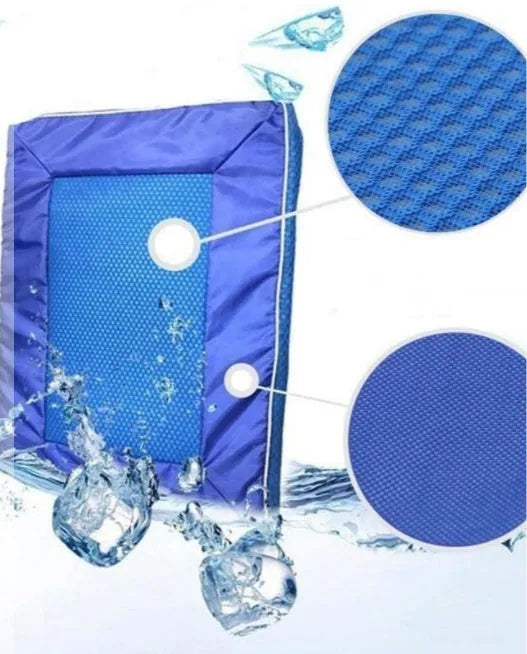 Blue pet summer cooling ventilation ice mat made from cool nylon Oxford, size 73x46x3.5cm