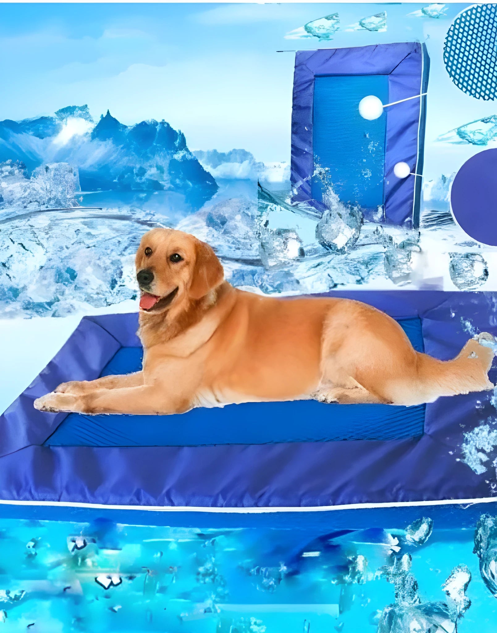 Blue pet summer cooling ventilation ice mat made from cool nylon Oxford, size 73x46x3.5cm