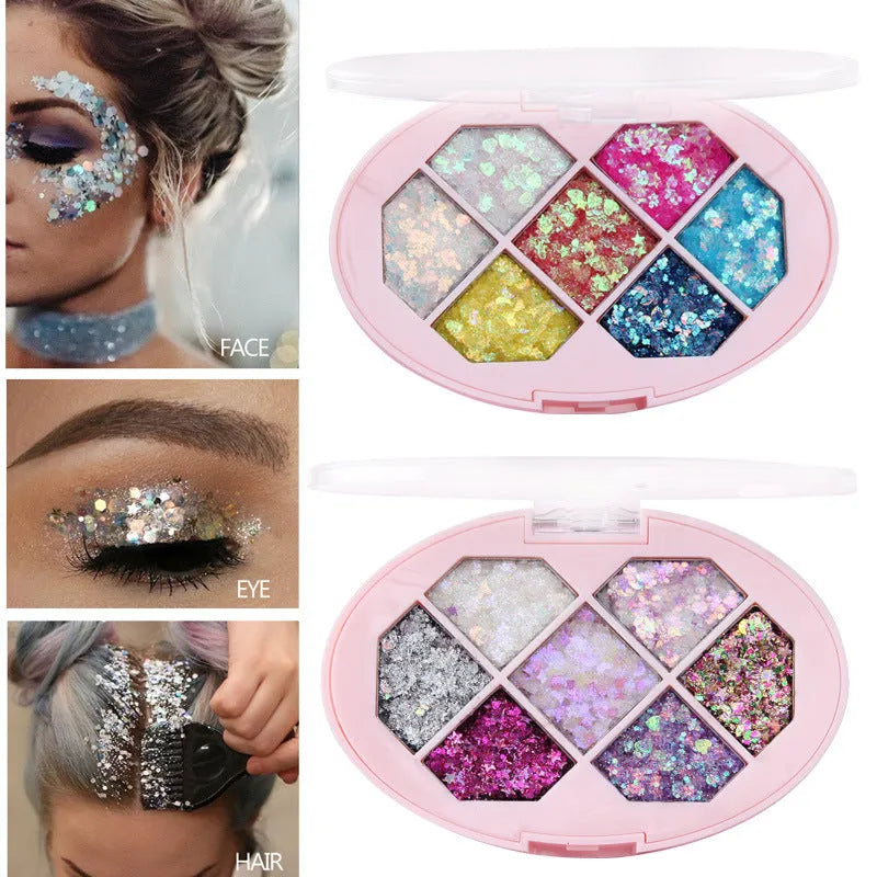 Face Jewels glitter eyeshadow gel cream in seven colours with aloe curry gum base, small portable jar