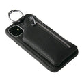 PU leather crossbody phone case with neck lanyard strap in pink colour for iPhone.
