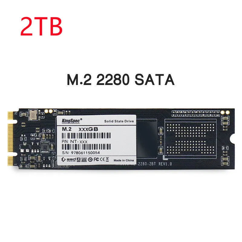 KingSpec M.2 NGFF 2280 SATA SSD in black, 22 x 80mm, 3D NAND Flash, capacities 128GB to 2TB