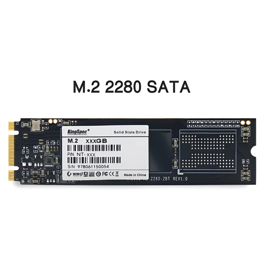 KingSpec M.2 NGFF 2280 SATA SSD in black, 22 x 80mm, 3D NAND Flash, capacities 128GB to 2TB