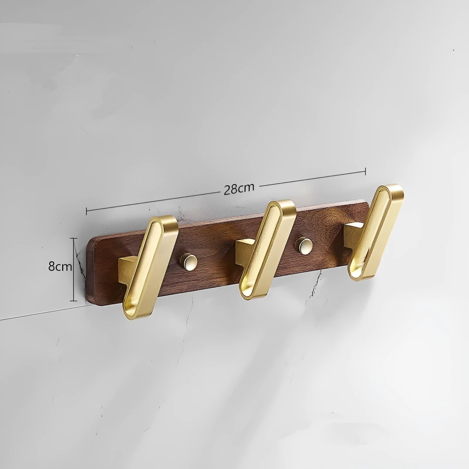 Black walnut bathroom clothes hooks with brass wire drawing aluminium construction on wall