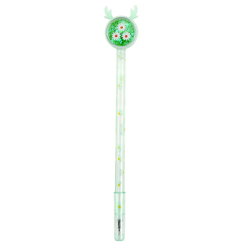 Cute tutu sequin gel pen with black plastic body and 0.5mm tip on white background