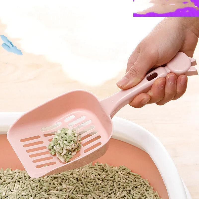 Large hole cat litter shovel with mesh handle, 25cm PP resin scoop in random colour