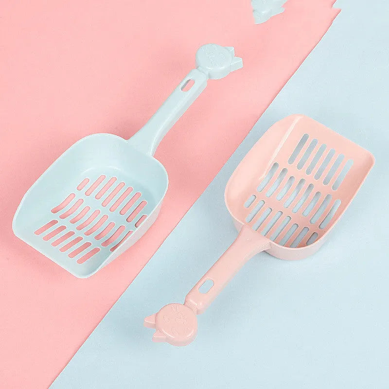 Large hole cat litter shovel with mesh handle, 25cm PP resin scoop in random colour