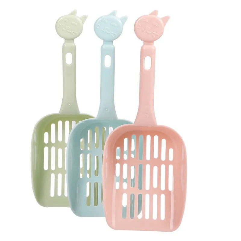 Large hole cat litter shovel with mesh handle, 25cm PP resin scoop in random colour