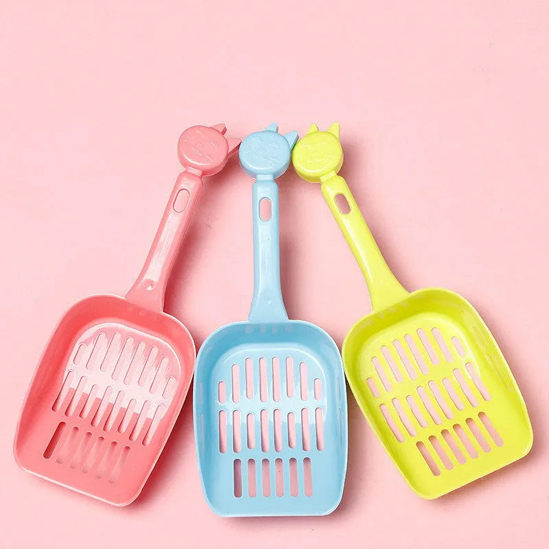 Large hole cat litter shovel with mesh handle, 25cm PP resin scoop in random colour