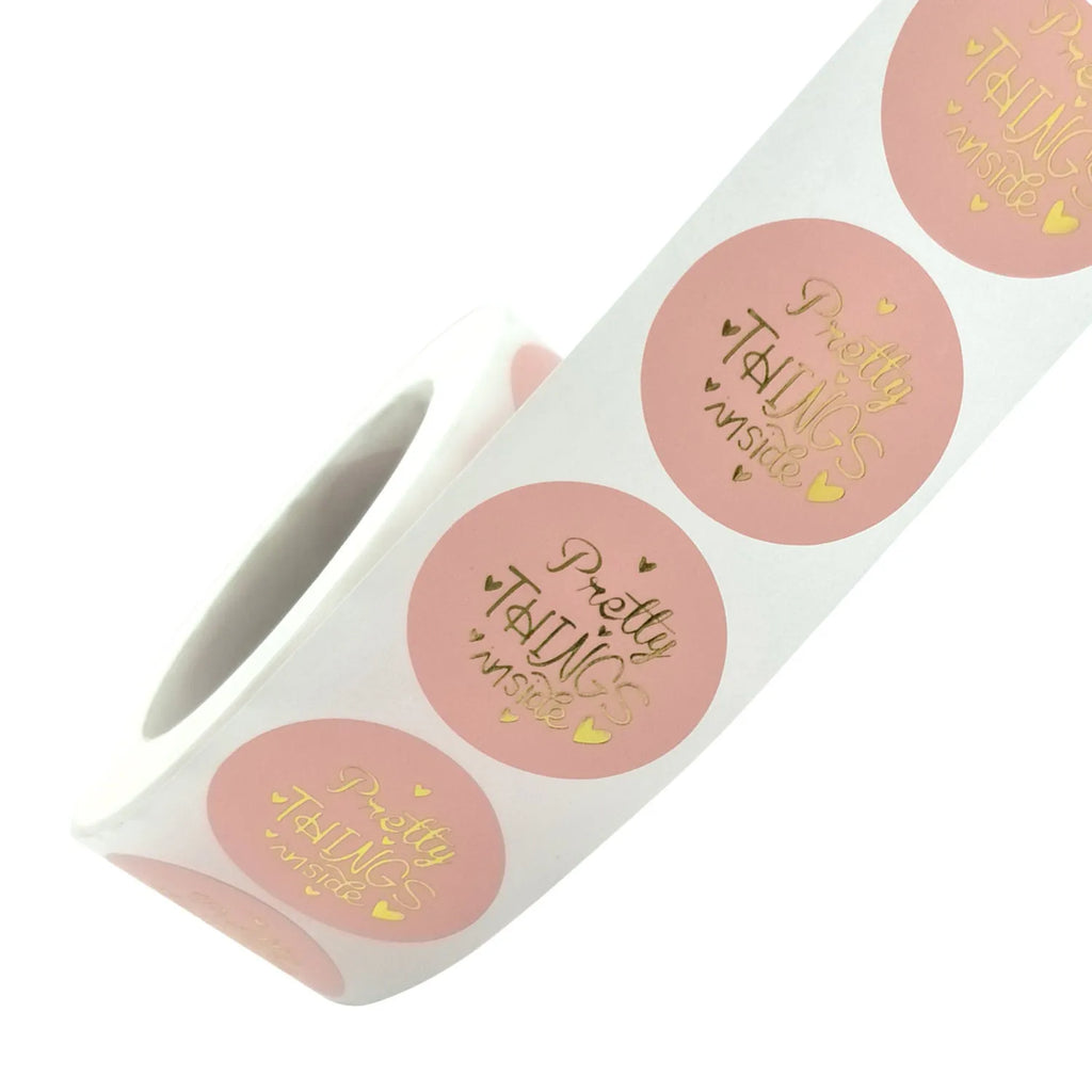 Round kraft paper sticker labels on roll, holiday decoration gift series, 1 inch and 1.5 inch diameters