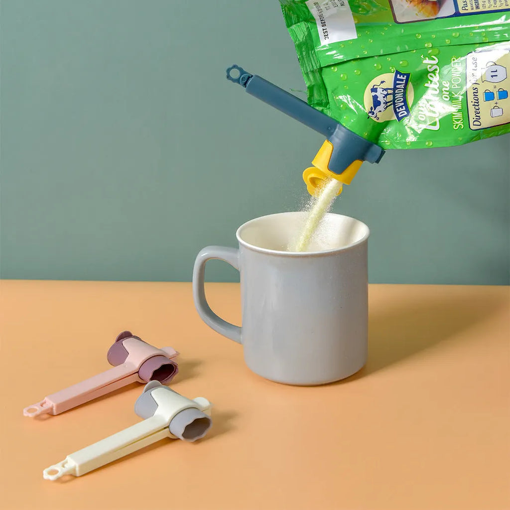 PP food sealing clip in pink, white or dark blue, 12.3 x 2.7 x 4.8 cm, for milk powder and snack bags
