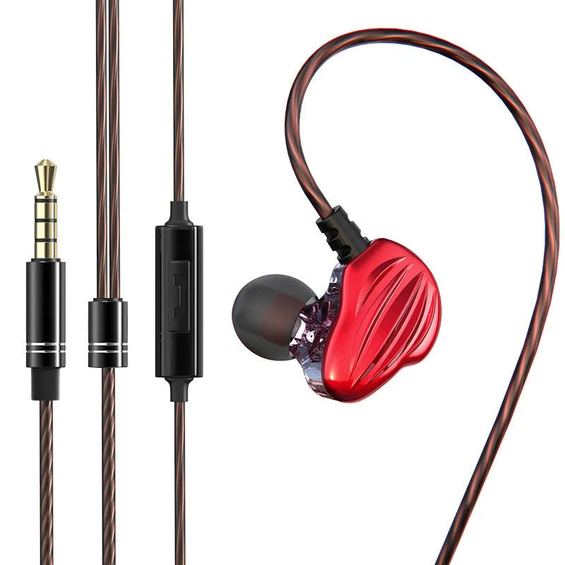 White in-ear sports headphones with around-ear wearing style and 3.5mm plug