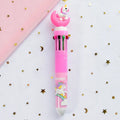 Girly heart cartoon multicolor press ballpoint pen with plastic shell and cartoon telescopic design