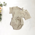 Baby boy summer outfit set with shirt and shorts in soft cloth fabric, multiple styles and sizes available