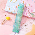 15cm clear plastic ruler with laser-cut heart design, shown in pink Cherry Blossom colour on white background.