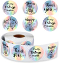 Roll of round rainbow laser sticker labels on paper backing, 2.5 cm diameter