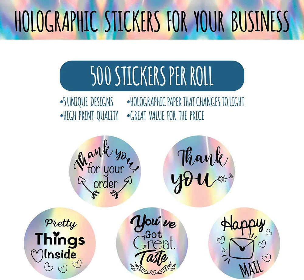 Roll of round rainbow laser sticker labels on paper backing, 2.5 cm diameter