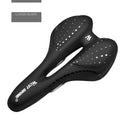 Spotted reflective bike seat cushion 14x28cm in black with silicone padding and pu leather cover