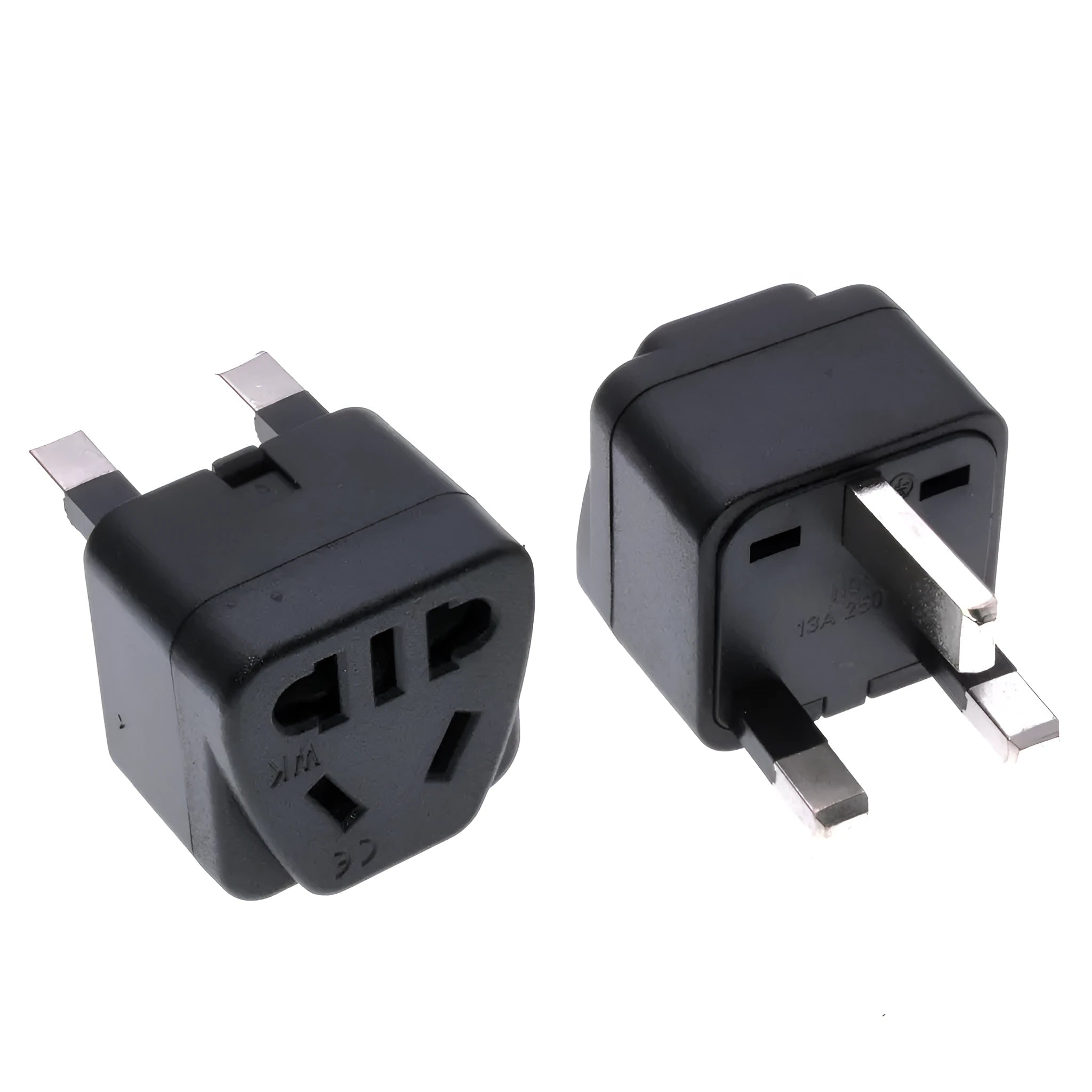 Square white power conversion adapter with five international socket outputs
