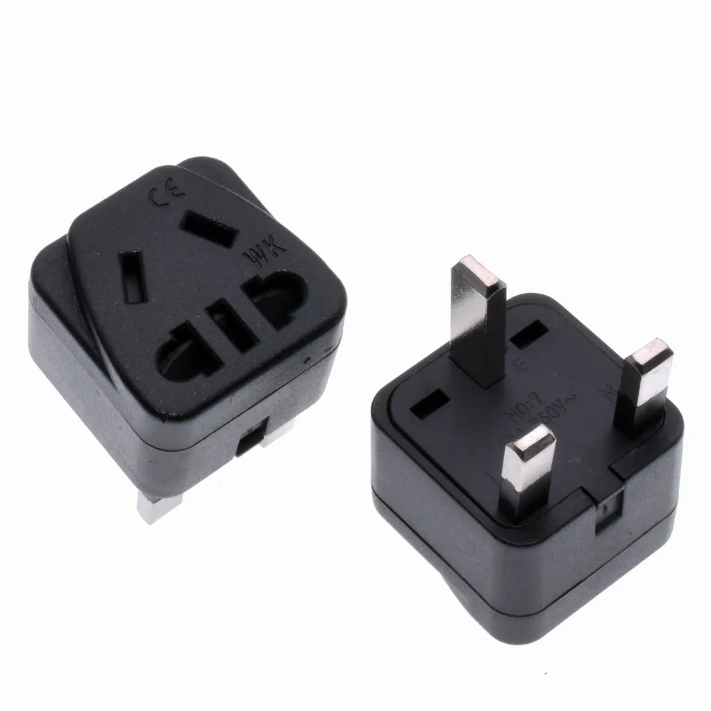 Square white power conversion adapter with five international socket outputs
