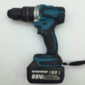 Black and yellow multi-function cordless impact drill and screwdriver with lithium battery.