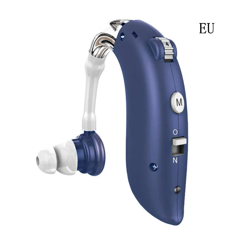 G25 hearing aid sound collector amplifier in blue skin-tone colour with charging port