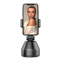 White 360-degree smartphone live broadcast bracket with face recognition tracking, ABS body, 237g, desktop use.
