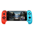 Cytec black wireless Bluetooth game controller with telescopic handle holding a mobile phone.
