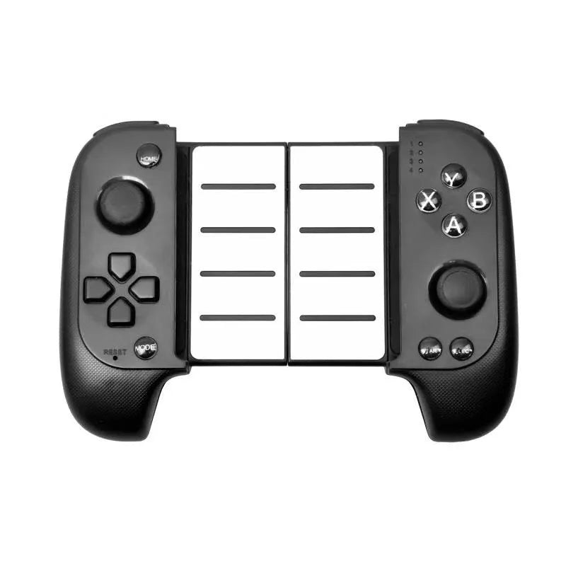 Cytec black wireless Bluetooth game controller with telescopic handle holding a mobile phone.