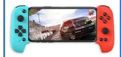 Cytec black wireless Bluetooth game controller with telescopic handle holding a mobile phone.