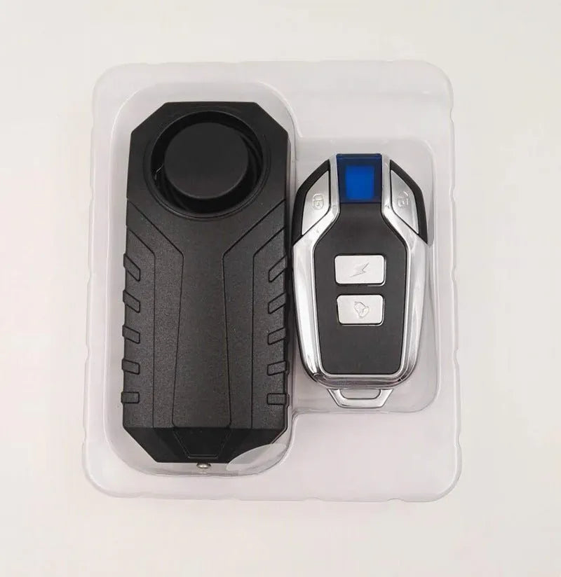 Black rainproof vibration alarm detector for motorcycles and electric vehicles with remote control