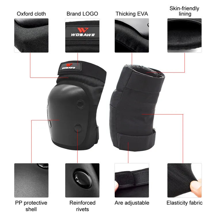 Black anti-fall elbow guard with EVA padding and Oxford cloth outer layer for sports protection