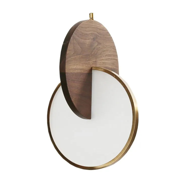 Modern long-line walnut wood chandelier wall light with warm white illumination