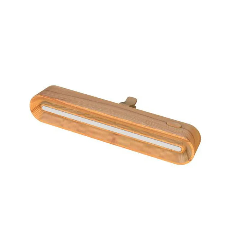 Car vent air freshener diffuser with 7-colour LED voice sensor and replaceable fragrance pad in Apricot Wood Grain finish