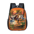 12 inch cartoon dinosaur kindergarten backpack with polyester lining, double straps and zipper opening