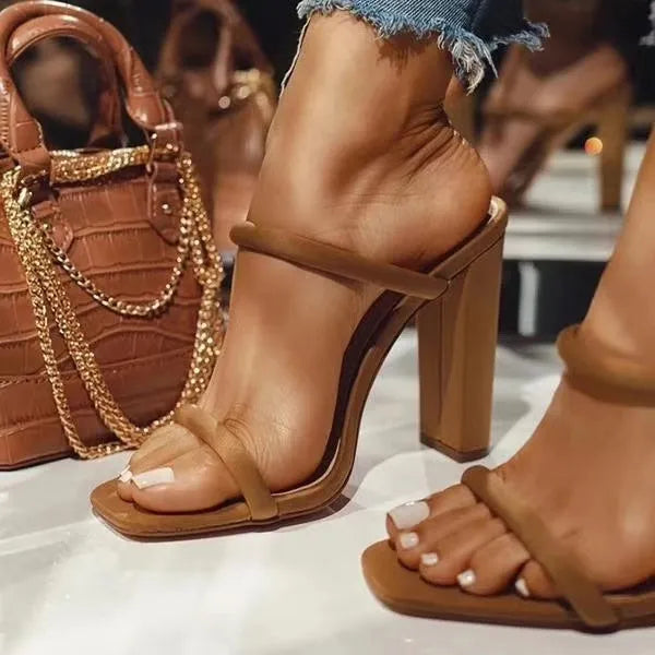 New large size ladies high heel sandals with hollow out upper in artificial PU, available in apricot colour