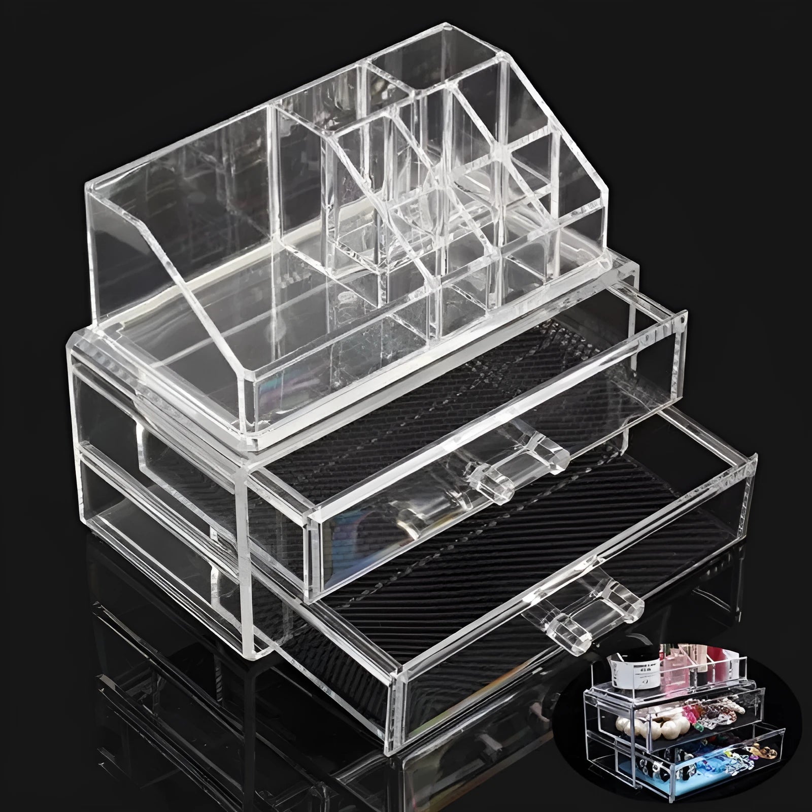 Clear foldable acrylic storage organiser box with 18 litre capacity.