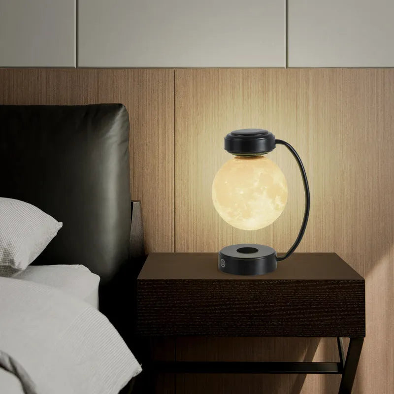 Magnetic levitation moon lamp with touch control and 3-colour light-changing effect