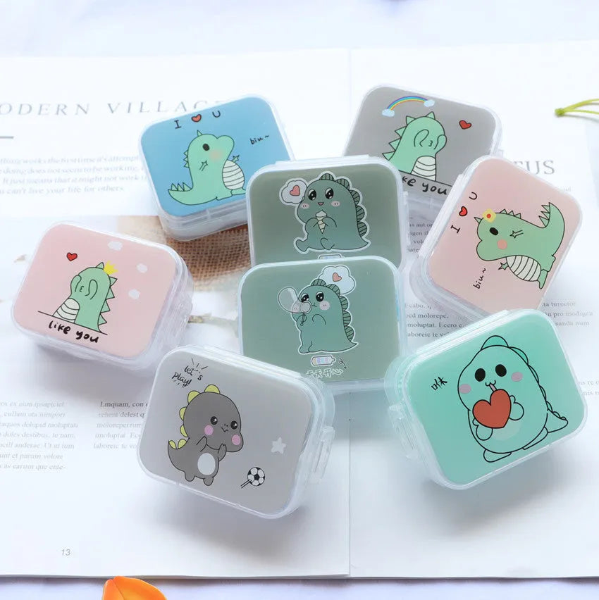 Contact lens partner care box set with double box, tweezers, wearing stick, and small bottle, 63x50x26mm, colour mixing
