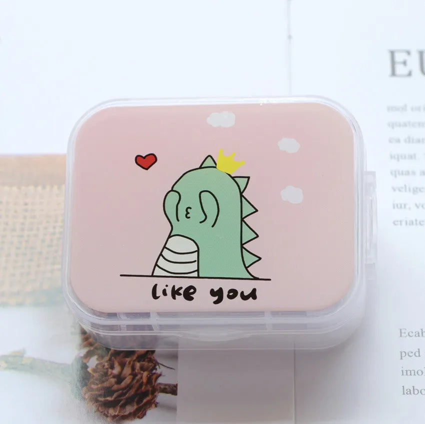Contact lens partner care box set with double box, tweezers, wearing stick, and small bottle, 63x50x26mm, colour mixing
