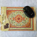 Custom square mouse pad with Dunhuang mural print, size 230x180mm, on a desk.